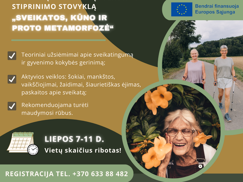 64+ amžiaus asmenų sveikatos stiprinimo stovykla
